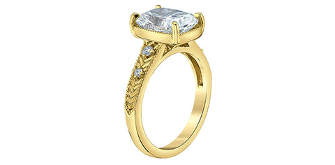 14kt Yellow Gold 5.22ct Lab-Grown Cushion Diamond Engagement Ring