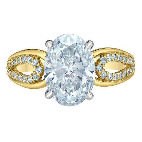 14kt Two-Tone 3.40cttw Lab-Created Oval Diamond Engagement Ring
