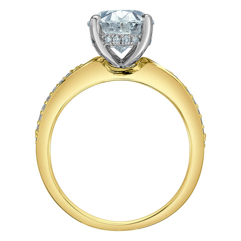 14kt Two-Tone 3.40cttw Lab-Created Oval Diamond Engagement Ring