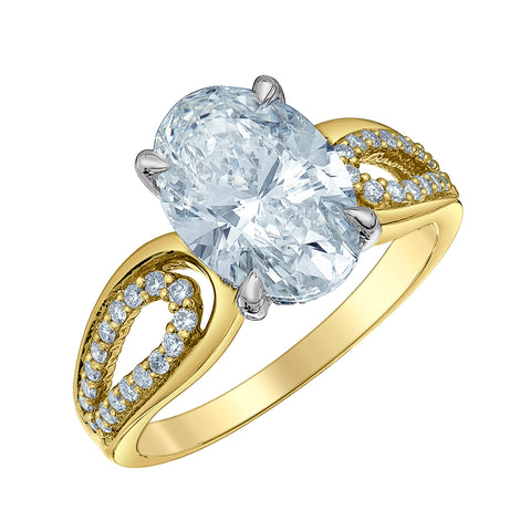 14kt Two-Tone 3.40cttw Lab-Created Oval Diamond Engagement Ring