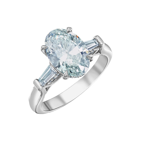 Platinum 2.47cttw Lab-Grown Oval Diamond Engagement Ring