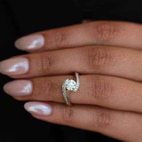 14kt White Gold 1.17cttw Maple Leaf Certified Canadian Diamond Engagement Ring