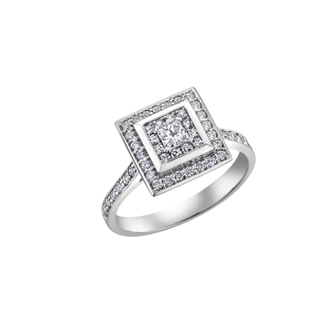 14kt White Gold 0.60cttw Diamond Square Halo Engagement Ring