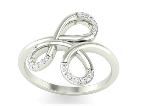10kt White Gold 0.09cttw Diamond Loop Ring