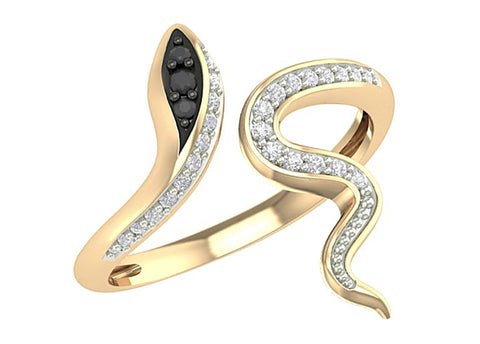 10kt Yellow Gold Diamond Snake Ring