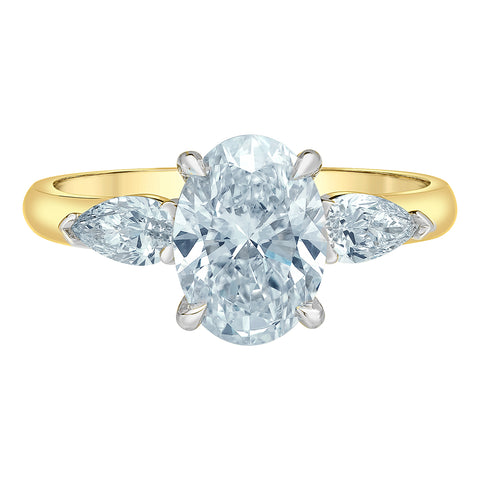 14kt Two-Tone Gold 2.49cttw Lab Created Oval Three Across Ring