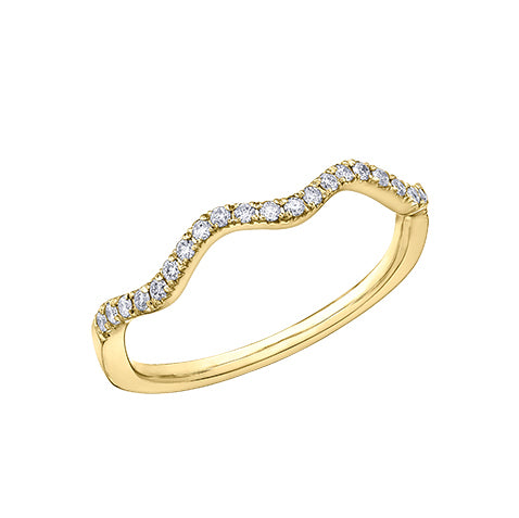 10kt Yellow Gold Diamond Wave Stackable Ring
