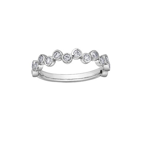 10kt White Gold 0.15cttw Diamond Bubble Stackable Ring
