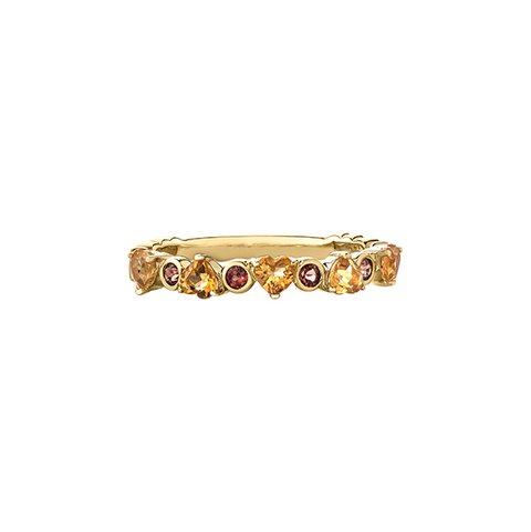 10kt Yellow Gold Citrine and Garnet Stackable Band