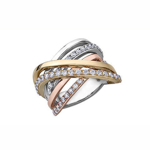 10kt Tri-Tone Gold 1.00cttw Pave Dinner Ring