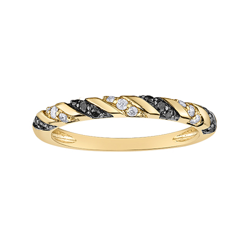 10kt Yellow Gold Natural and Treated Black Diamond Band