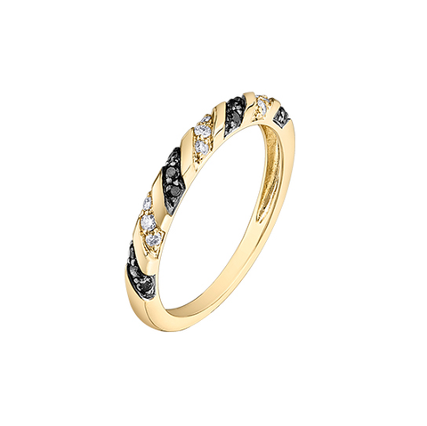 10kt Yellow Gold Natural and Treated Black Diamond Band