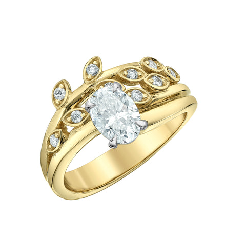 14kt Yellow Gold 1.18cttw Oval Canadian Diamond Engagement Ring