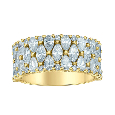 14kt Yellow Gold 2.77cttw Lab-Grown Pear and Marquise Diamonds Women's Ring