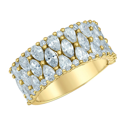 14kt Yellow Gold 2.77cttw Lab-Grown Pear and Marquise Diamonds Women's Ring