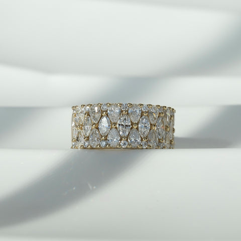 14kt Yellow Gold 2.77cttw Lab-Grown Pear and Marquise Diamonds Women's Ring