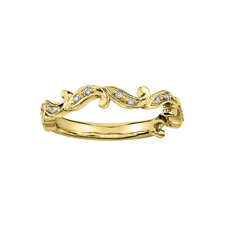 10kt Yellow Gold Diamond Filigree Stackable Band