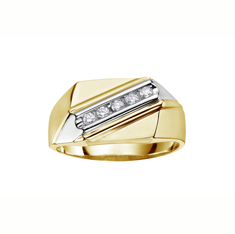 10kt Yellow Gold 0.20cttw Chanel Set Diamond Men's Ring