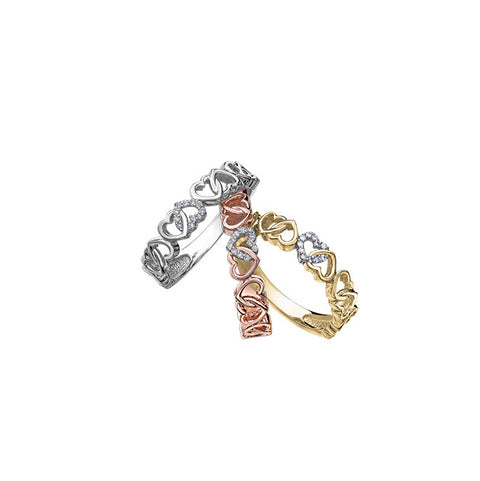10kt Yellow Gold 0.03cttw Diamond Heart Stackable Ring