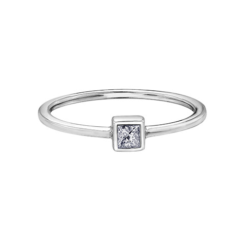 10kt White Gold 0.10ct Princess-Cut Diamond Stackable Ring