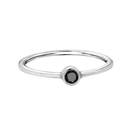 10kt White Gold 0.10ct Treated Black Diamond Stackable Ring