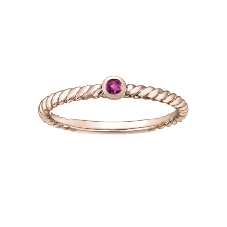 10kt Yellow Gold Pink Tourmaline Twisting Stackable Band