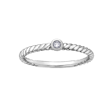 10kt White Gold Diamond Twisting Stackable Band