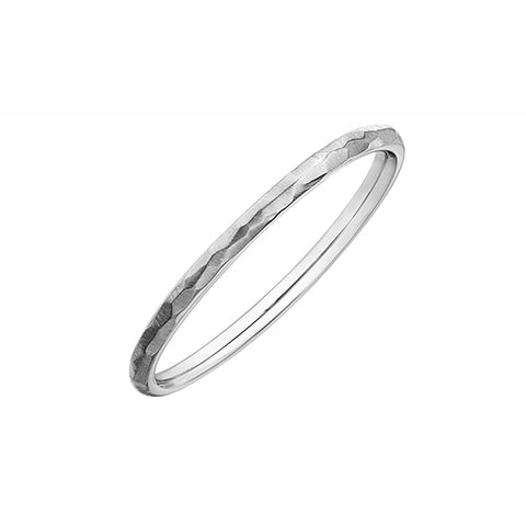 10kt White Gold Hammered Finish Stackable Band