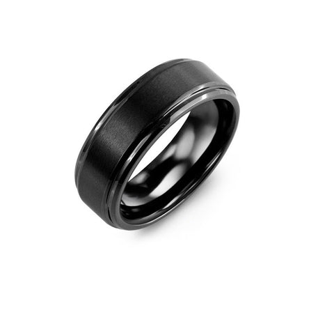 Brushed Ceramic Polished Edges Wedding Band