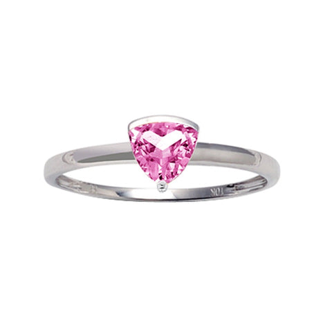 Prong-set created pink sapphire ring