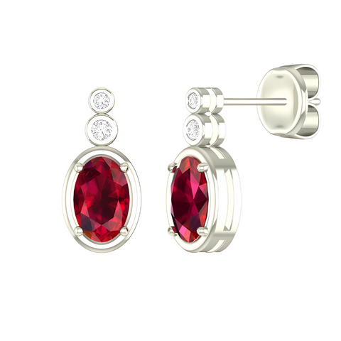 10kt White Gold Ruby And Diamond Earrings