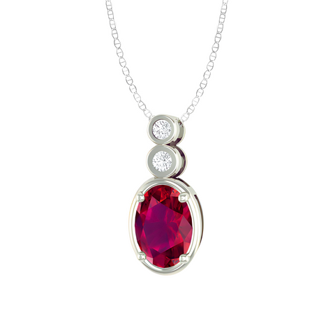 10kt White Gold Ruby And Diamond Pendant 