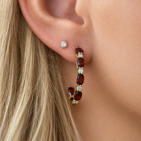 10kt Yellow Gold 6.72cttw Oval Gold Garnet And CANADIAN Diamond Earrings