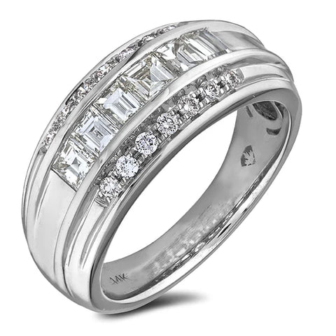 14kt White Gold 1.30cttw Diamond Three Row Dinner Ring