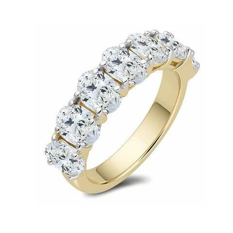 18kt Yellow Gold 2.18cttw Oval Natural Diamonds Band GIA