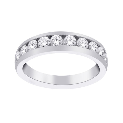14kt White Gold 0.75cttw 10 Diamonds Channel Wedding Band