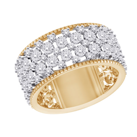 10kt Two-Tone Gold 0.80cttw Diamond Wide Dinner Ring