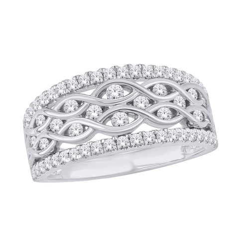 10kt White Gold 1.00cttw Diamond Twisting Fashion Ring
