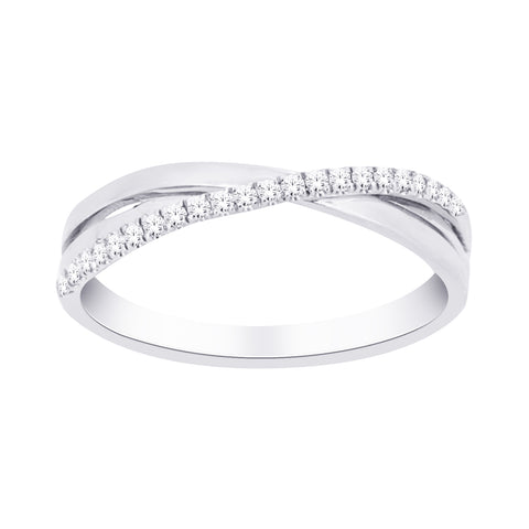 10kt White Gold 0.10cttw Diamond Twist Stackable Band