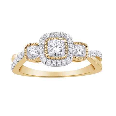 10kt Yellow Gold 0.33cttw Diamond Halo Engagement Ring