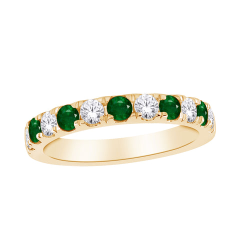 10kt Yellow Gold 0.30cttw Diamond and Emerald Women's Band