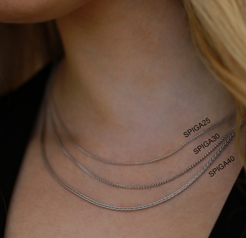 14kt White Gold Spiga25 Chain in 24"