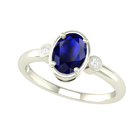 10kt White Gold Blue Sapphire And Diamond Ring
