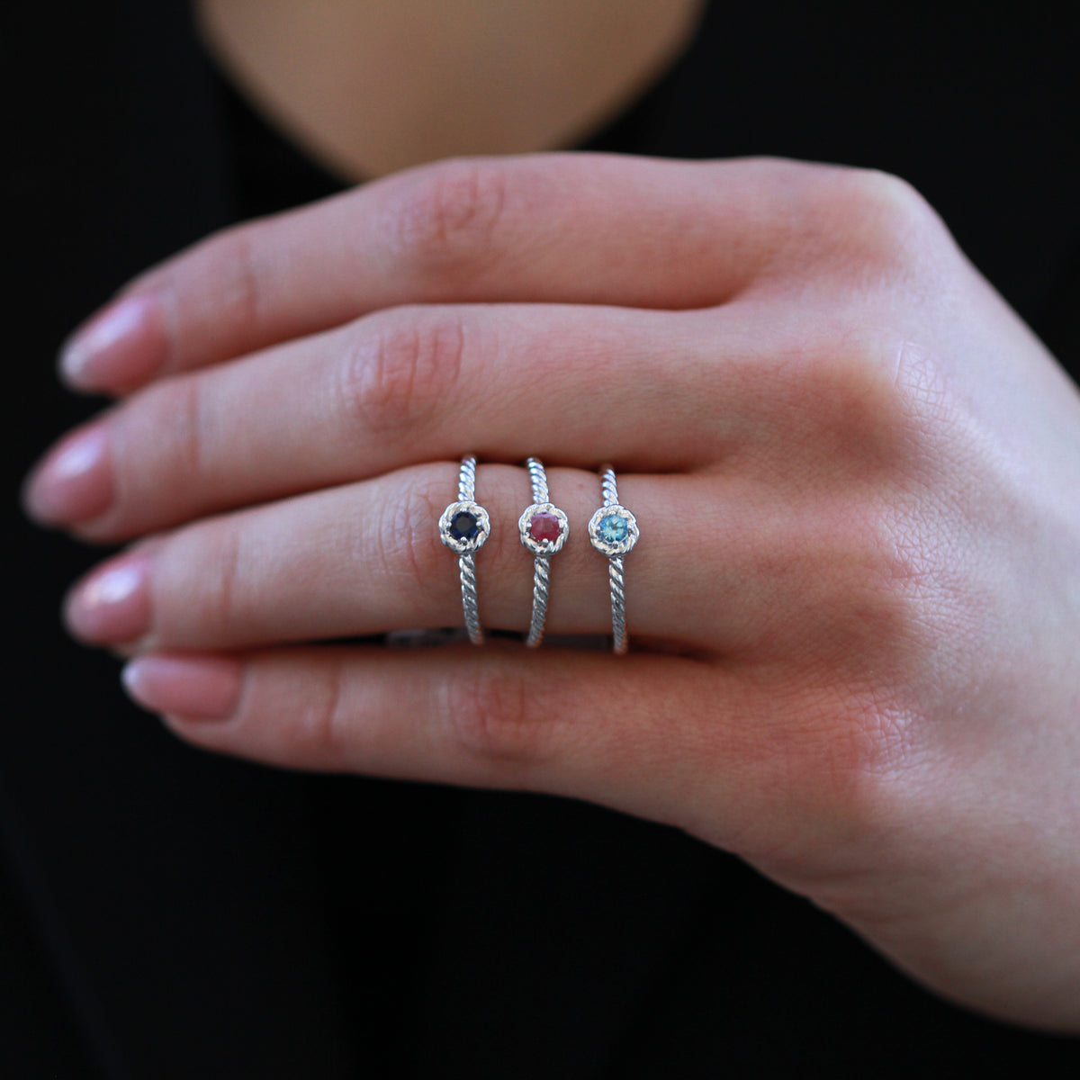 10kt White Gold 3mm Sapphire Halo Stackable Ring – Independent Jewellers