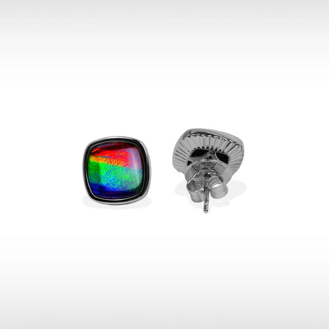 Sterling Silver Origins 9.5mm Cushion Ammolite Stud Earrings