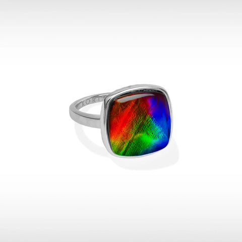Sterling Silver Origins Cushion Ammolite Ring