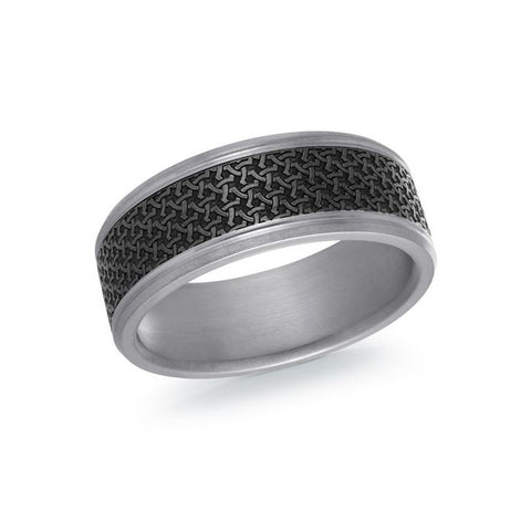 Patterned Tantalum 8mm Men's Ring