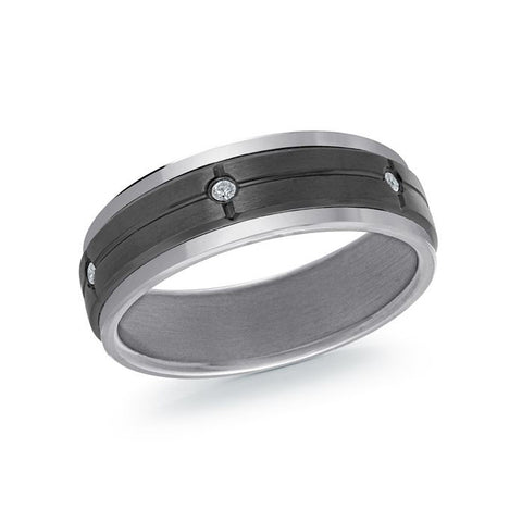 Black and Grey Tantalum 7mm Men's Ring