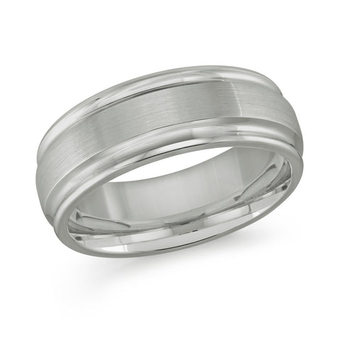 White Tungsten Men's Brushed and Polish Finish Wedding Band Size 10.5