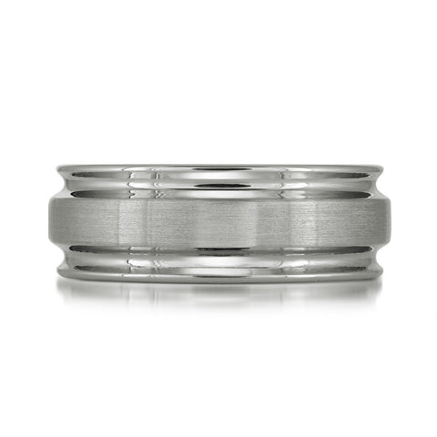 White Tungsten Men's Brushed and Polish Finish Wedding Band Size 10.5